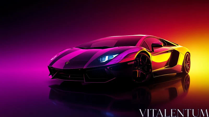 Neon-lit supercar rendered in high-contrast gradient lighting