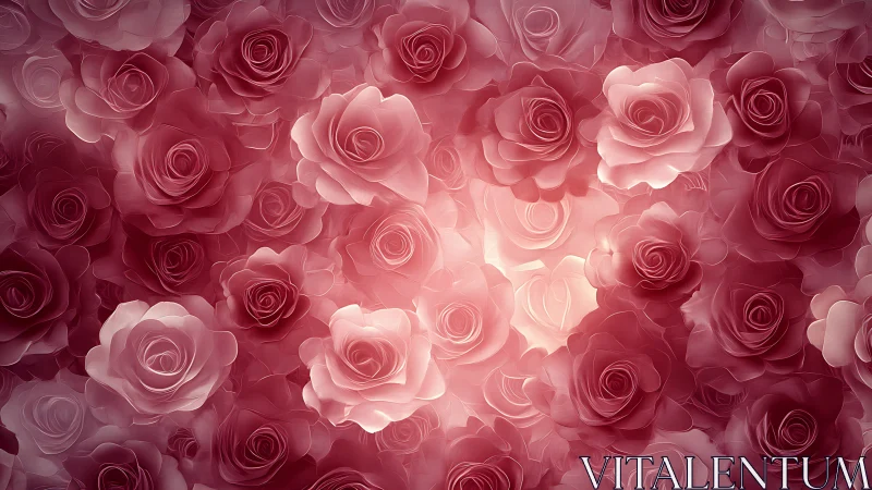 Luminous Pink Roses Layered in Soft Gradient Depths