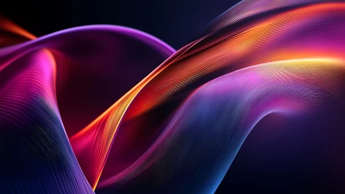 Vibrant neon waves flow across a dark futuristic backdrop