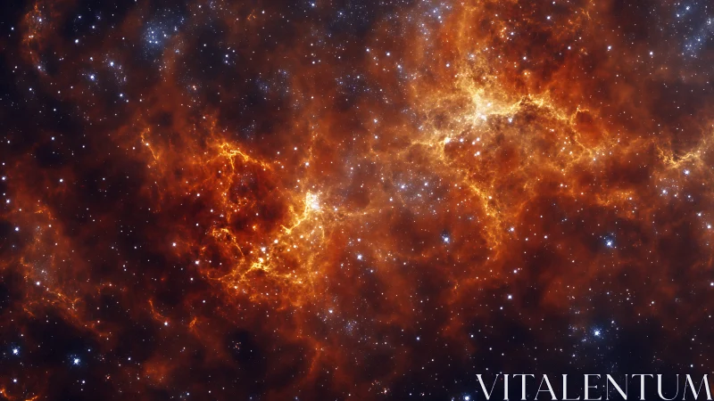 Ember-woven nebula veils burn across a star-salted void.