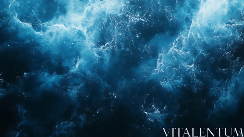 Cosmic blue nebula cloudscape with luminous turbulence.