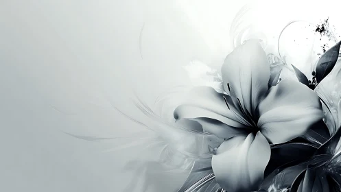Ethereal Monochromatic Bloom with Dynamic Fluid Motion Rendering