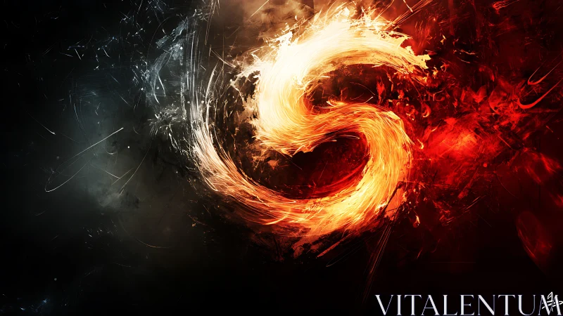 Swirling elemental vortex in luminous fire and shadow contrast.