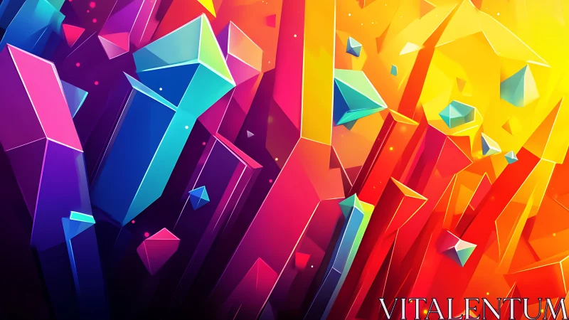 Chromatic polygonal crystal shards in dynamic spatial gradient.