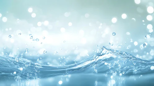 Photorealistic macro cresting water wave with bokeh field.