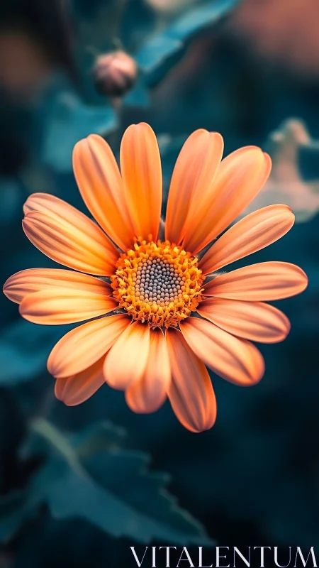 Petaled sunbeam hangs glowing over velvet teal shadows