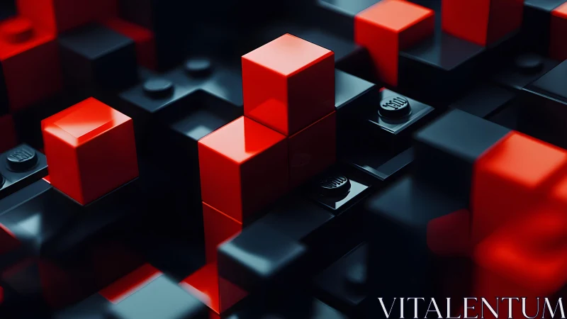 Red and black plastic blocks forming a glossy grid.