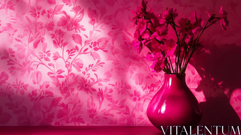 Monochromatic Pink Floral Arrangement with Vivid Silhouette Vase.