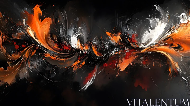 Chaotic fluid dynamics rendered in high‑contrast abstract digital swirls