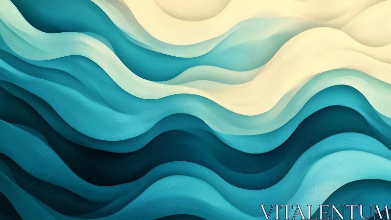 Gentle teal and cream waves flowing in calm layered rhythm.