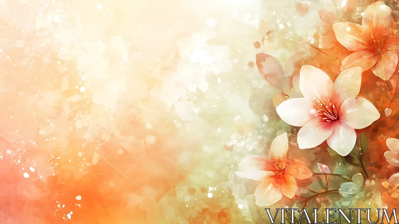 Soft Floral Garden with Warm Peachy Bokeh Lights