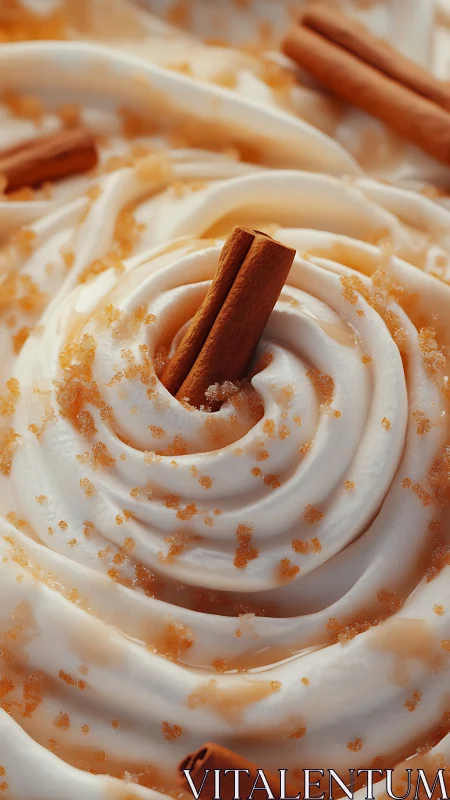 Cinnamon-stick spirals dive into caramel-kissed cream swirls