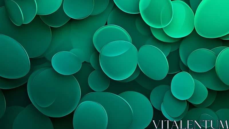 Abstract teal overlapping circles digital art background.