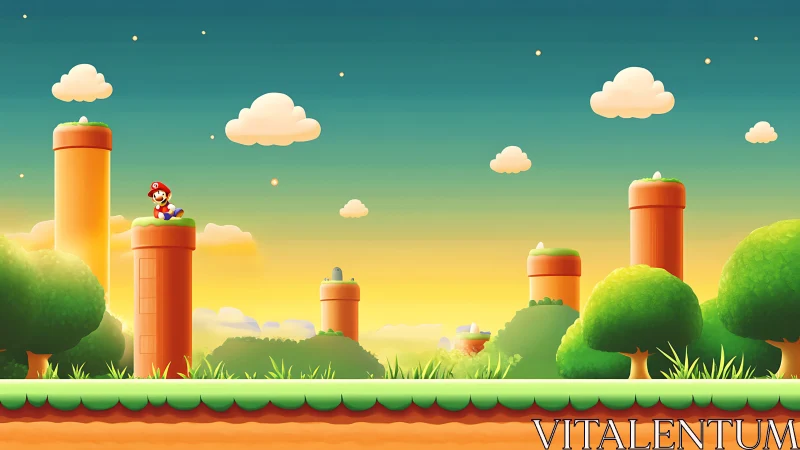 Sunlit platform world invites a cheerful hero to explore