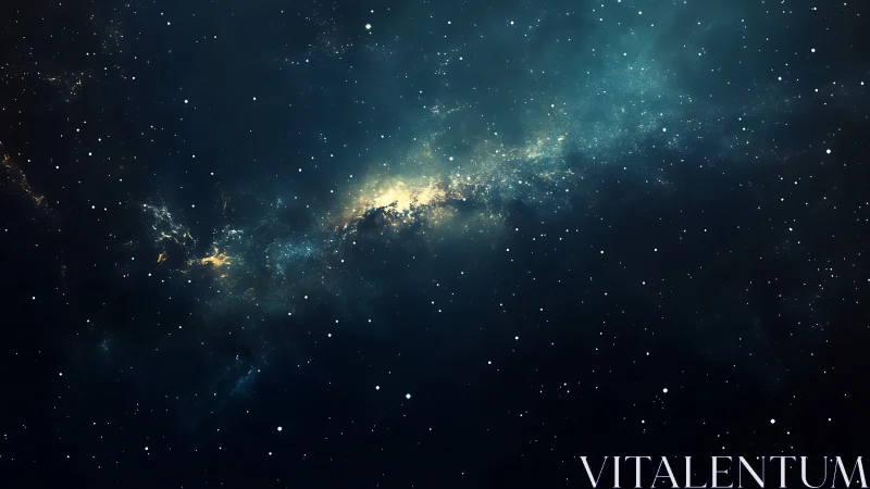 Stellar field with diffuse galactic band in deep space.