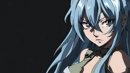 Storm-eyed anime heroine standing strong in the shadows.