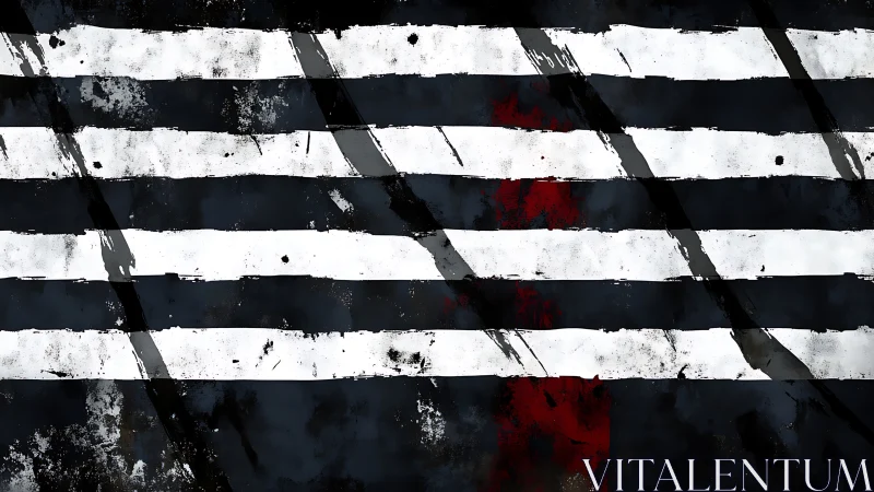 Scuffed Monochrome Stripes With Hidden Crimson Static.