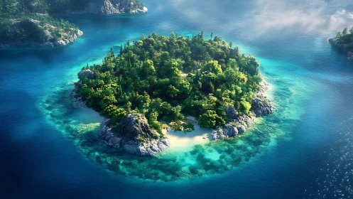 A Lush Island Paradise Emerges from Turquoise Waters