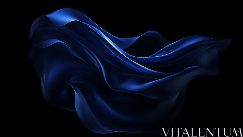 Sinuous blue fabric-like surface rendered with high specular lighting