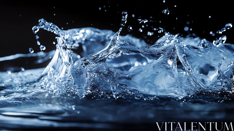 High-speed macro capture reveals dynamic blue water splash