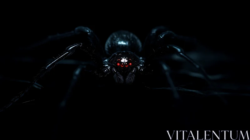 Macro-lit black spider isolates against deep negative space