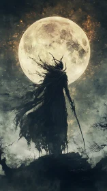 Moonlit Wraithlord crowned in tattered midnight stormlight.