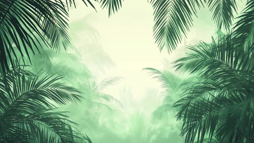 Palm Fronds Frame a Dreamy Misty Sanctuary.