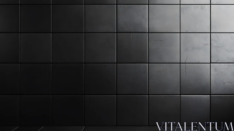 Dark tiled wall surface shows uniform grid and subtle wear
