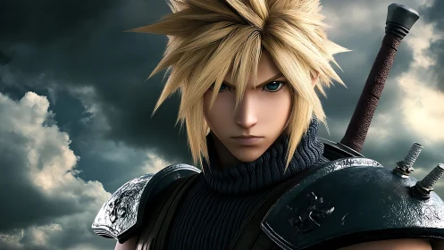 Armored anime swordsman rendered in high-detail 3D realism