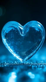 Crystalline Blue Heart Form: Geometric Ice Structure.