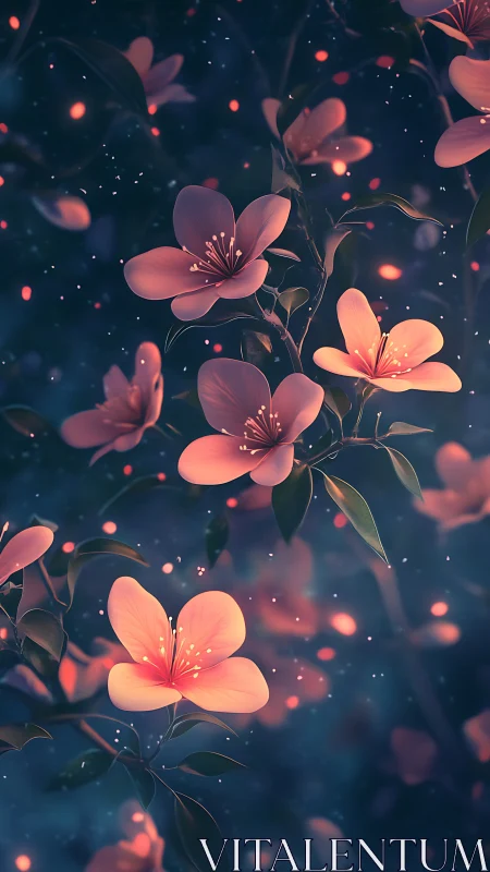 Luminous Blossoms Against Dark Sky.