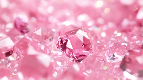 Sparkling pink gemstones shimmer in soft dreamy focus.
