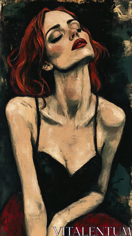Red haired woman in quiet, soulful moment of longing.