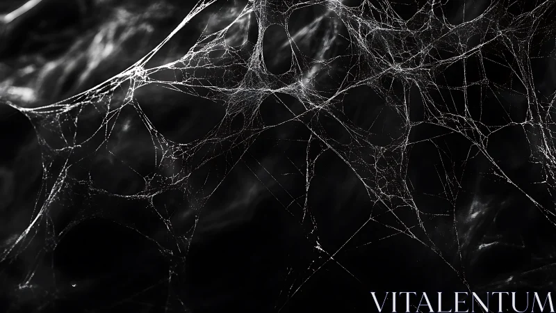 Intricate Spider Webs in Moody Black and White Abstract Photography.