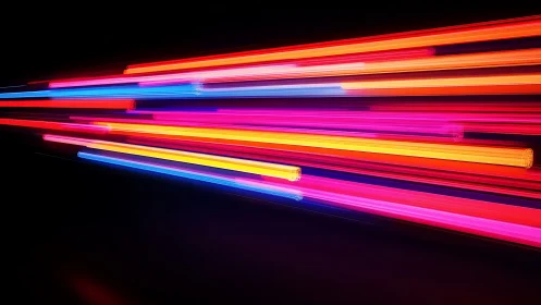 Racing neon light trails create a bold, electric night journey