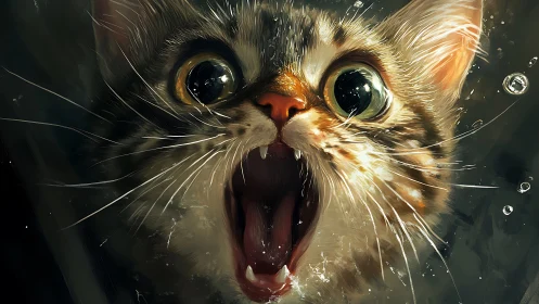 Furious Feline: Wide-Eyed Cat's Explosive Expression of Pure Shock.