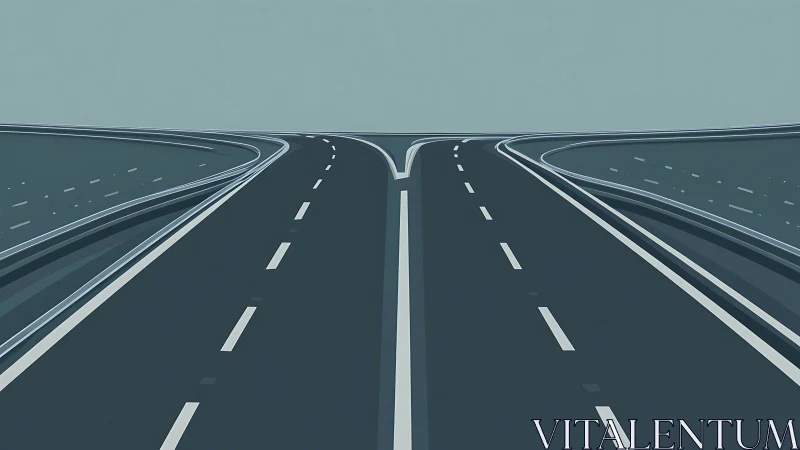 Minimalist multi-lane highway perspective in cool blue tones.