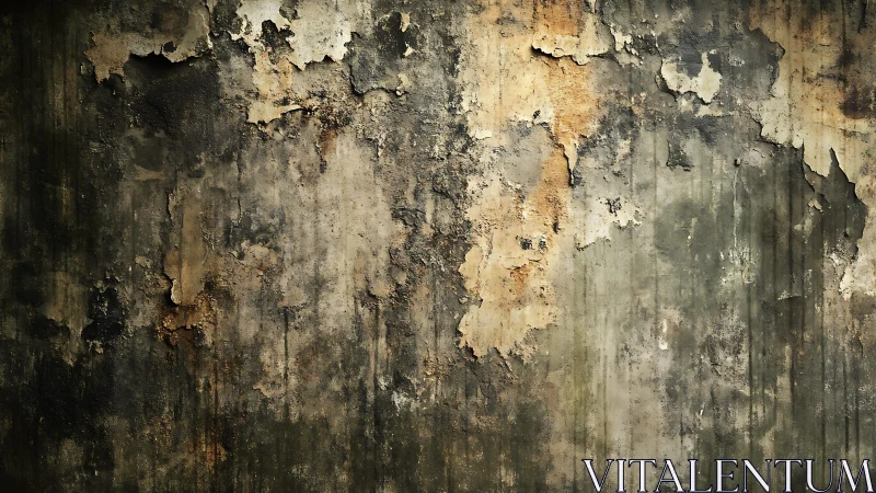 Weathered Grunge Wall Texture with Peeling Paint and Stains.