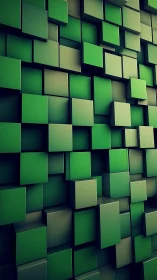 Isometric green cube matrix with layered depth and shading