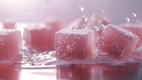 Crystalline Candy Splashing Through Pink Dreamscape