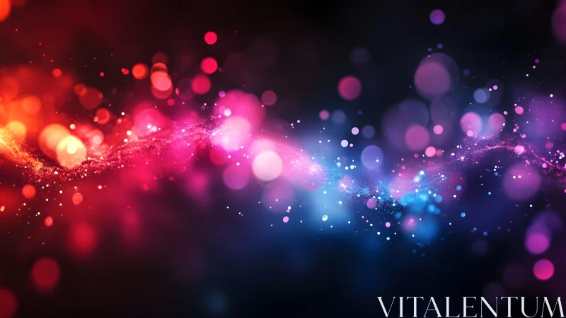 Vibrant Abstract Light Trail with Bokeh Effects in Neon Colors.