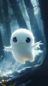 Luminescent forest spirit with volumetric lighting depth.