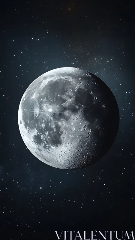 Lunar surface glows against deep star-filled cosmic void