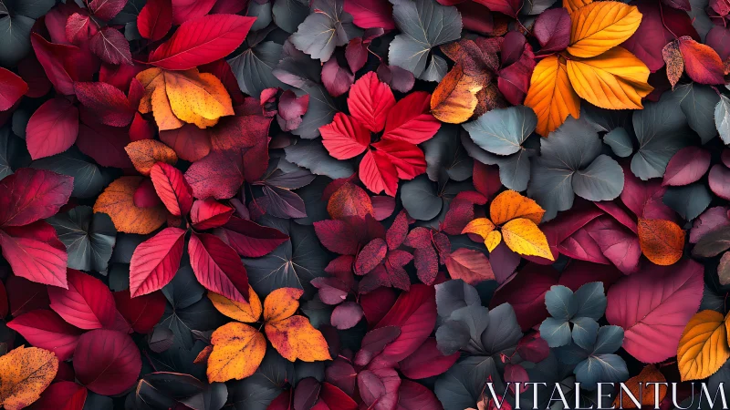 High-saturation autumn foliage collage with multicolor leaf canopy