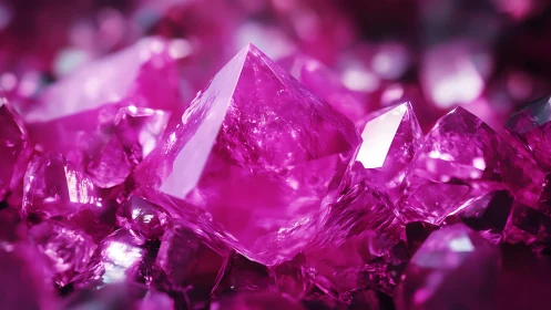Glimmering pink crystal cluster in a dreamy close-up view.