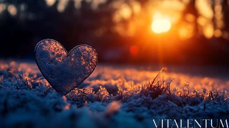 Frost-Kissed Heart Glowing in Winter Dawn