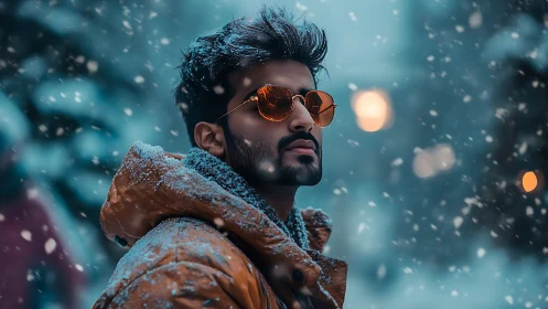 Snowstorm swagger in amber shades and winter neon glow.