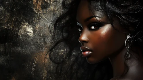 Cinematic digital portrait with luminous dark skin tones.