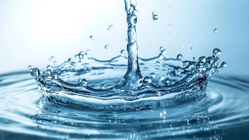 Crystal-clear water splash freezes in a dynamic crown form.