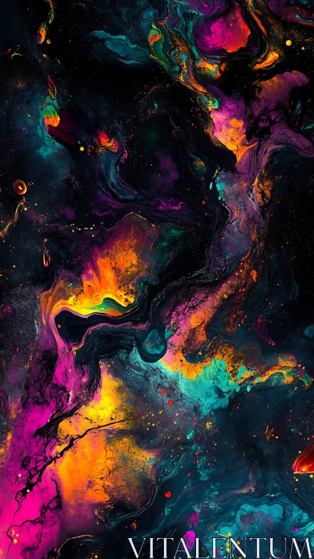 Spectral fluid dynamics render with neon pigment turbulence and glow